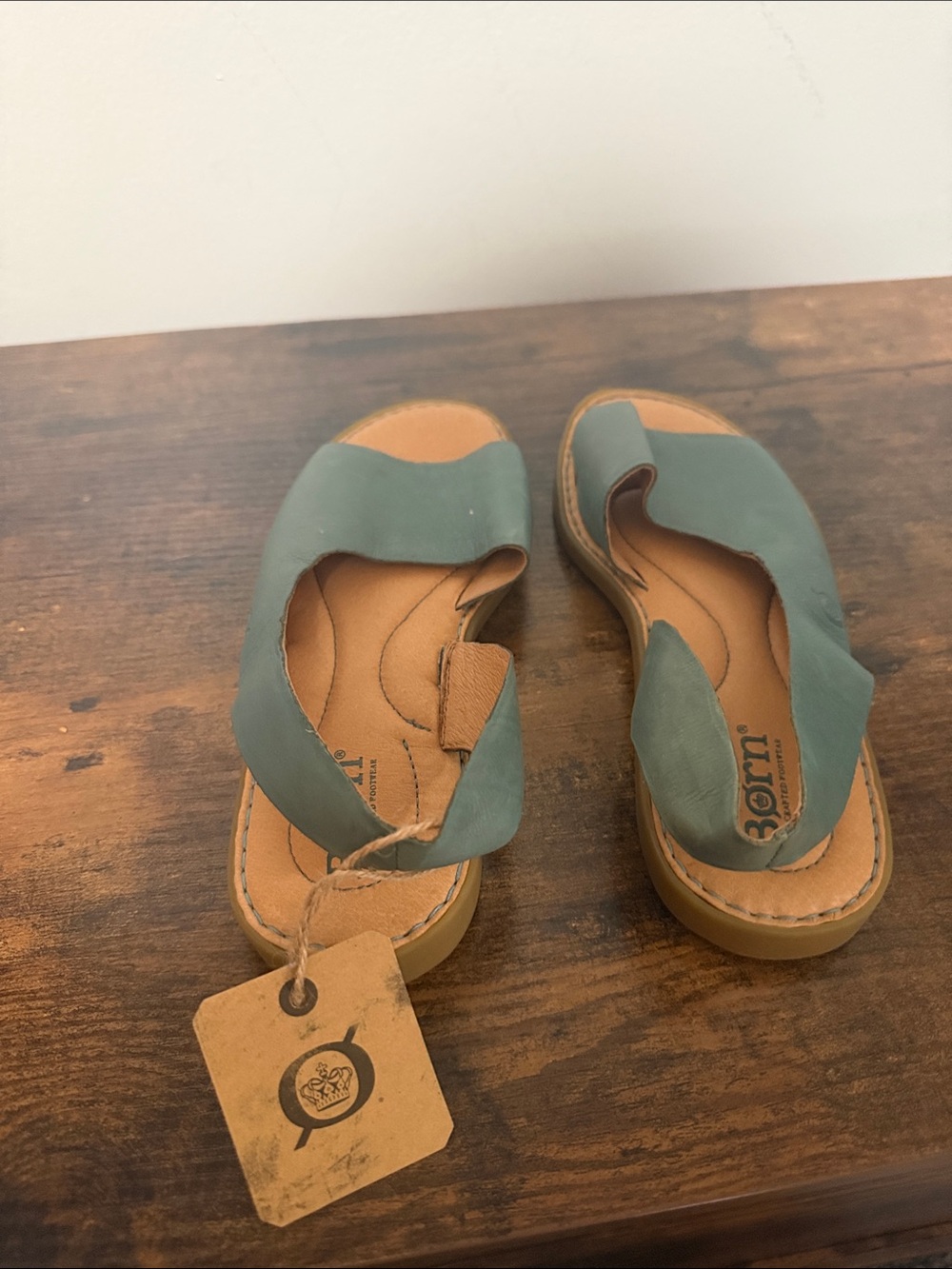 Born Teal Leather Slingback Sandals Women’s Size 6M NWT